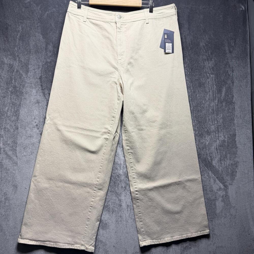 Universal Thread Chino Pants Womens 16 Beige Wide Leg Ankle Stretch Twill
